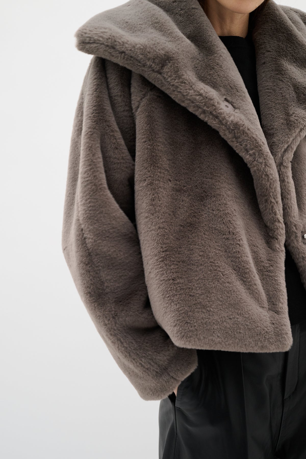 InWear YoboIW Sandy Grey Faux Fur Short Coat