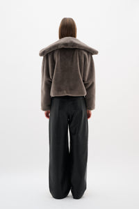 InWear YoboIW Sandy Grey Faux Fur Short Coat