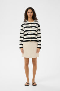 InWear Gida Vincent Whisper White/Black Stripe Modal Cardigan Jacket, 30110948