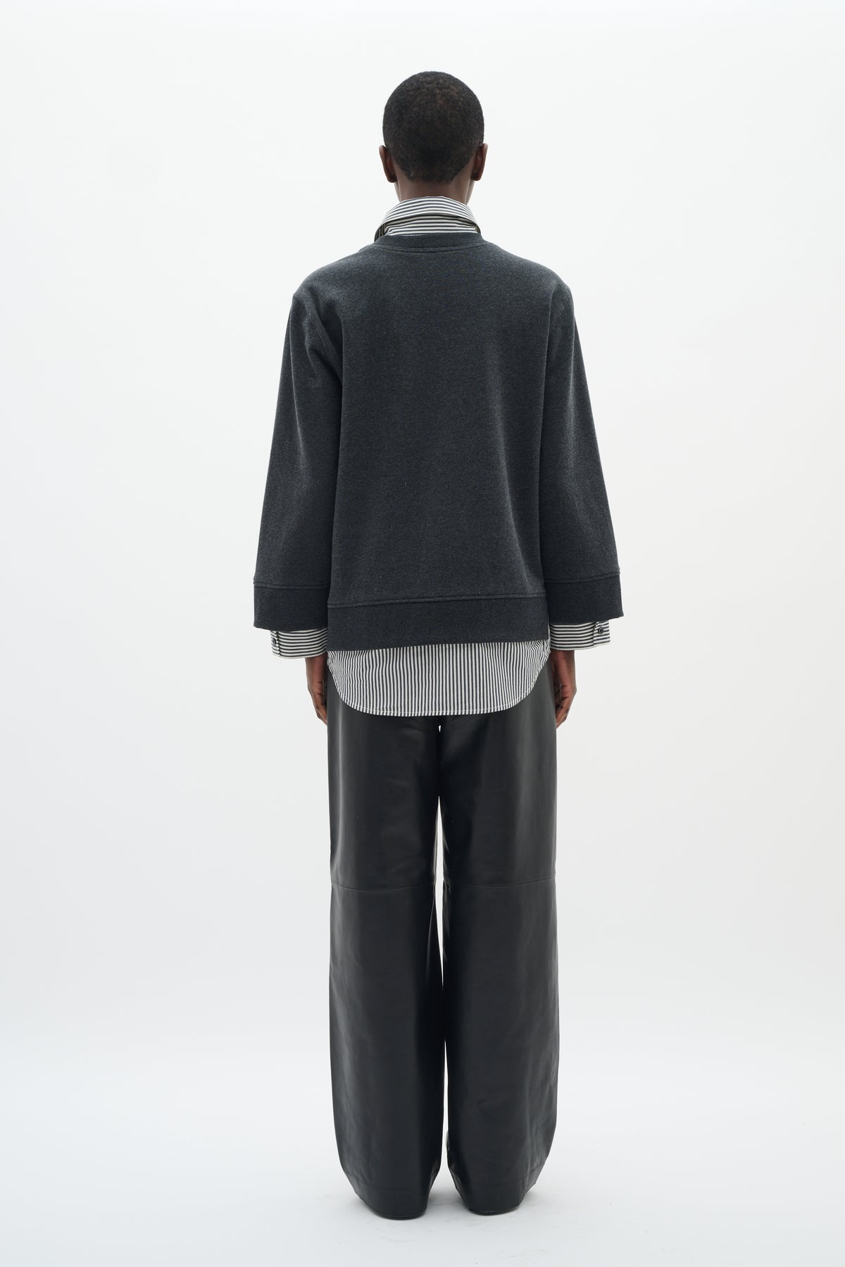 InWear Natalja Grey Melange Striped Shirt Sweatshirt