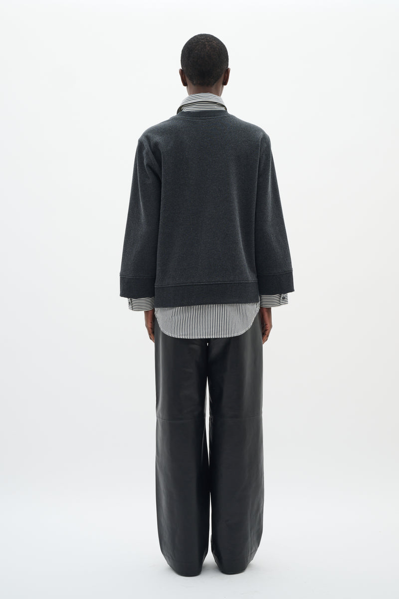 InWear Natalja Grey Melange Striped Shirt Sweatshirt