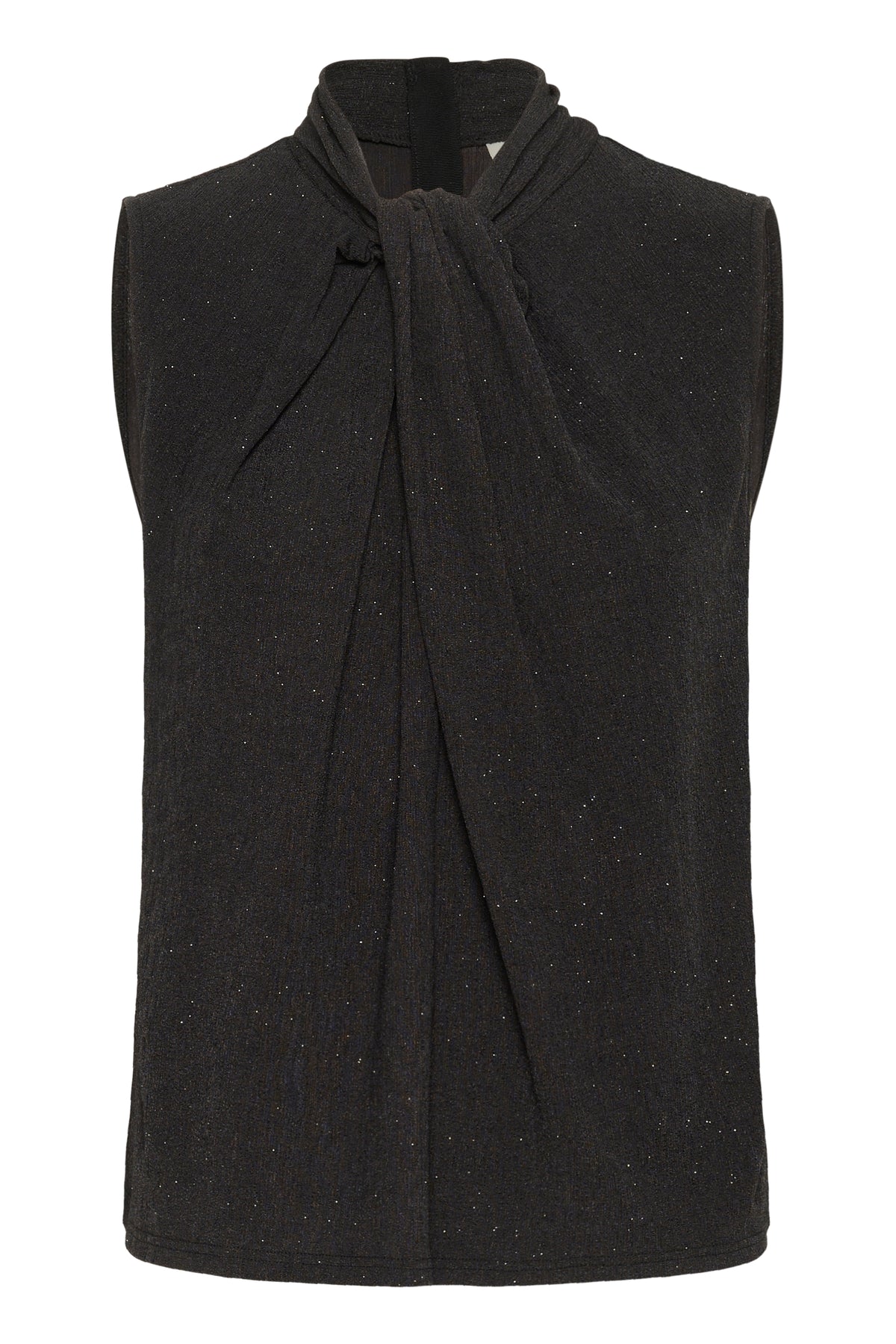 InWear Krith Koto Black Lurex Metallic Knot Neck Top