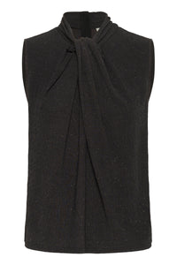 InWear Krith Koto Black Lurex Metallic Knot Neck Top