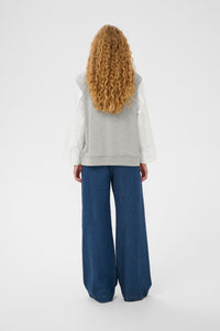 InWear Capella Grey Melange Sweatshirt with Button Detailing