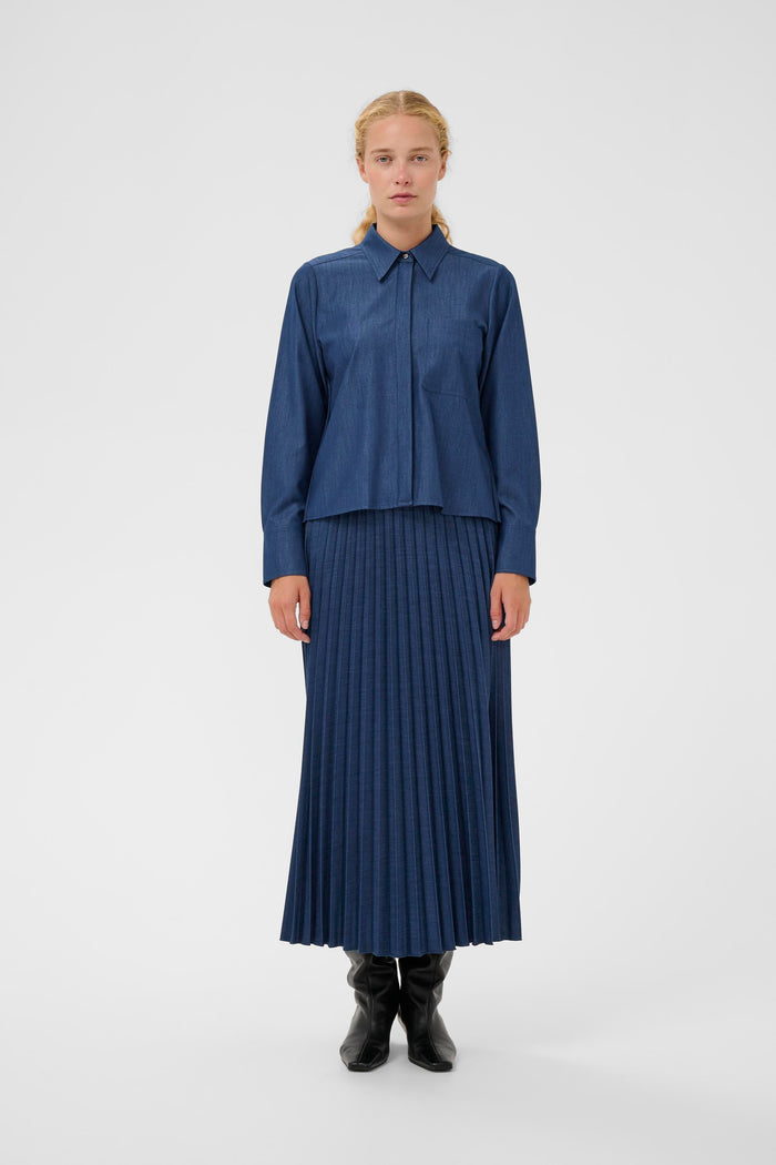 InWear Edition Cherrie Denim Pleated Maxi Skirt
