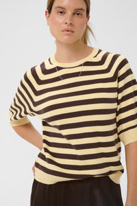 InWear MadieIW Coffee Bean/Chamomile Stripe Knitted T-Shirt Pullover, 30112398