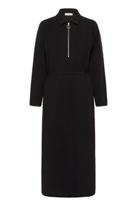 InWear Simi Vincent Black Modal Zip Midi Length Dress, 30112435