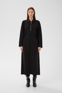 InWear Simi Vincent Black Modal Zip Midi Length Dress, 30112435