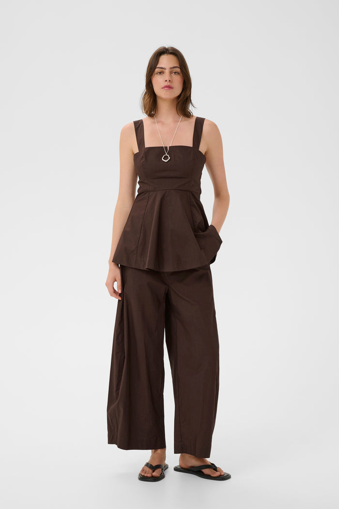 InWear Raven Coffee Bean Poplin Barrel Leg Trousers, 30112504