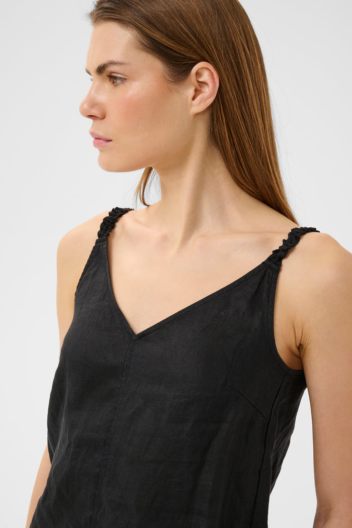 InWear ElinorIW Black V-Neck Linen Blouse, 30112539