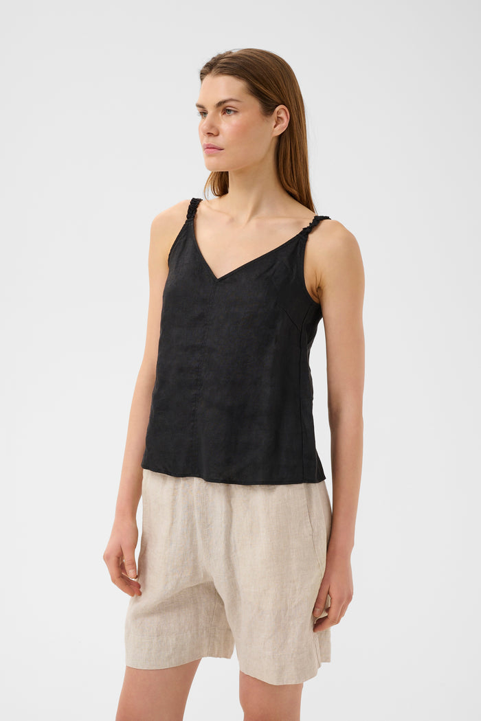 InWear ElinorIW Black V-Neck Linen Blouse, 30112539