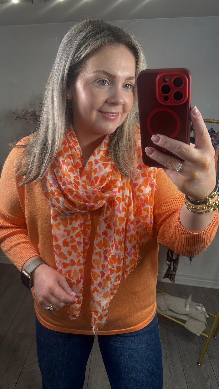 Saint Tropez Mila Orange Coral Melange Round Neck Knit