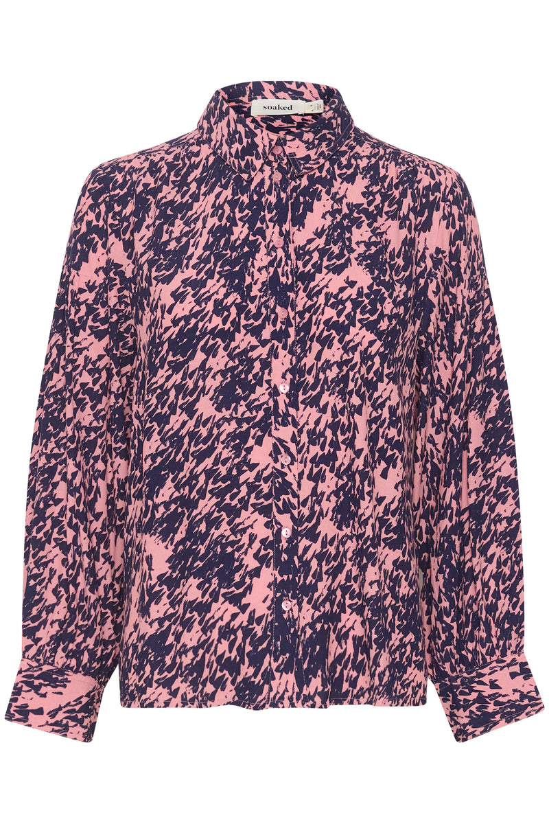 Soaked in Luxury Sylvia Blush Drop Abstract Print Oversized Shirt, 30406305