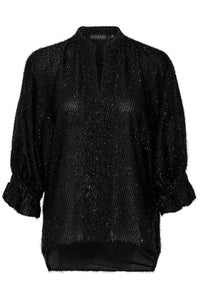 Soaked in Luxury SlLia Amily Black Glitter Fringe Top, 30407076