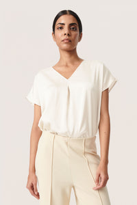 Soaked in Luxury Loana Marija Whisper White V-Neck Blouse, 30407198