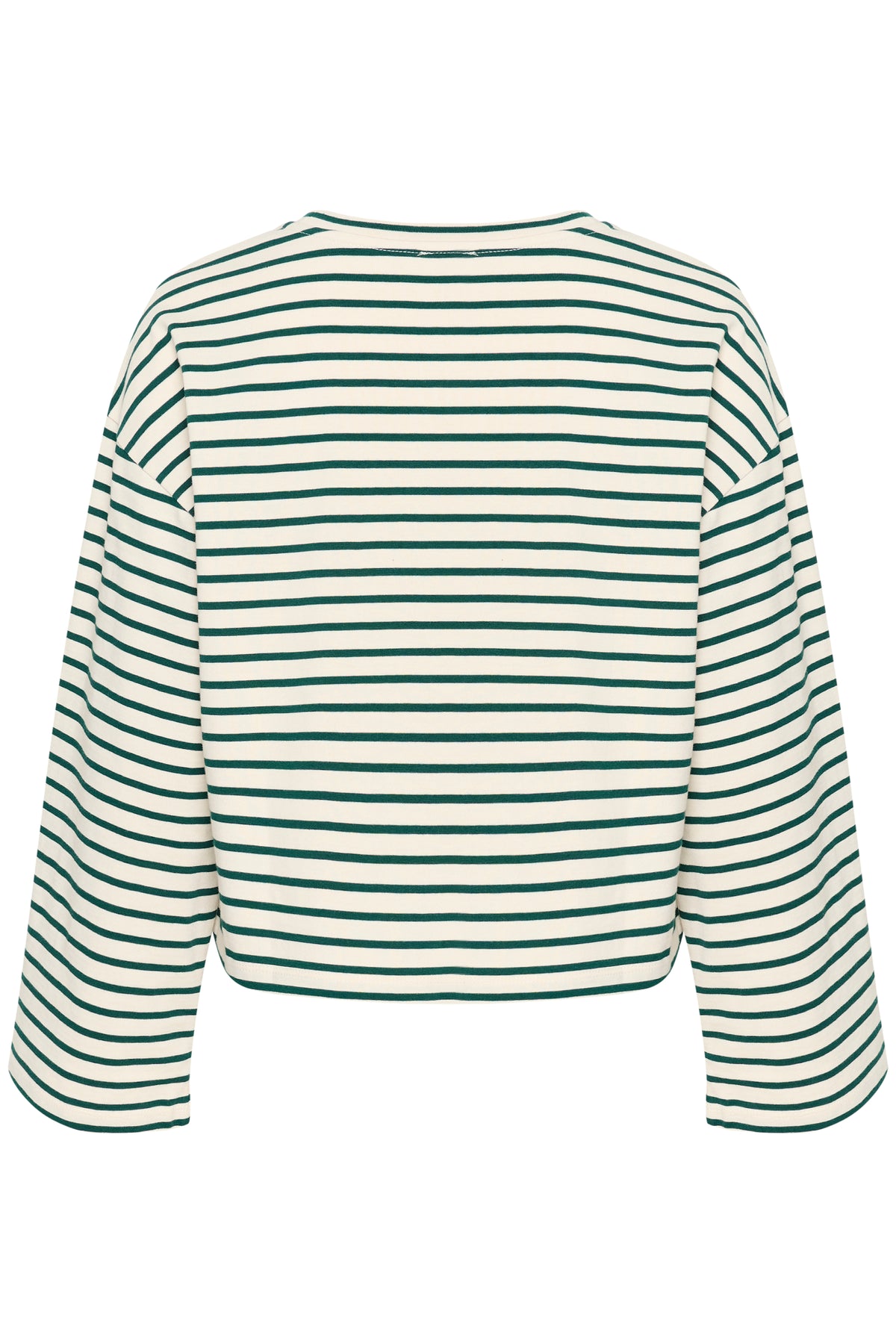 Soaked in Luxury Neo Rain Forest Green Striped Boxy Fit Long Sleeve Top, 30407327