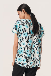 Soaked in Luxury Dusine Marija Seat Jet Flower Print Top,  30407340