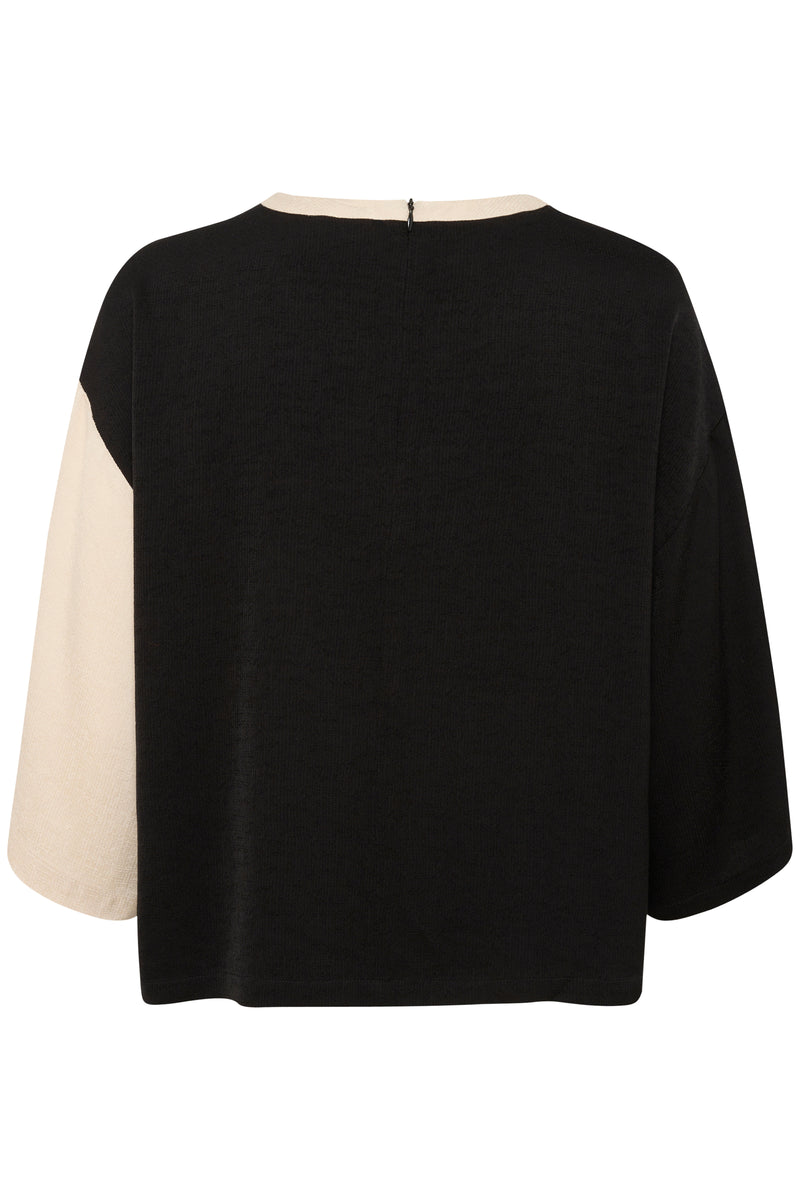 Soaked in Luxury Cevina Studio Black & Cream Colourblock Oversized Top, 30407423