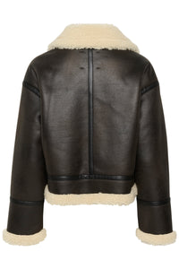 Soaked in Luxury Elora Faux Leather Jacket with Faux Shearling Trim, 30407494