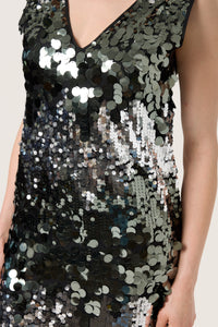 Soaked in Luxury SLAdine Silver Zig Zag Sequin Midi Dress, 30407758