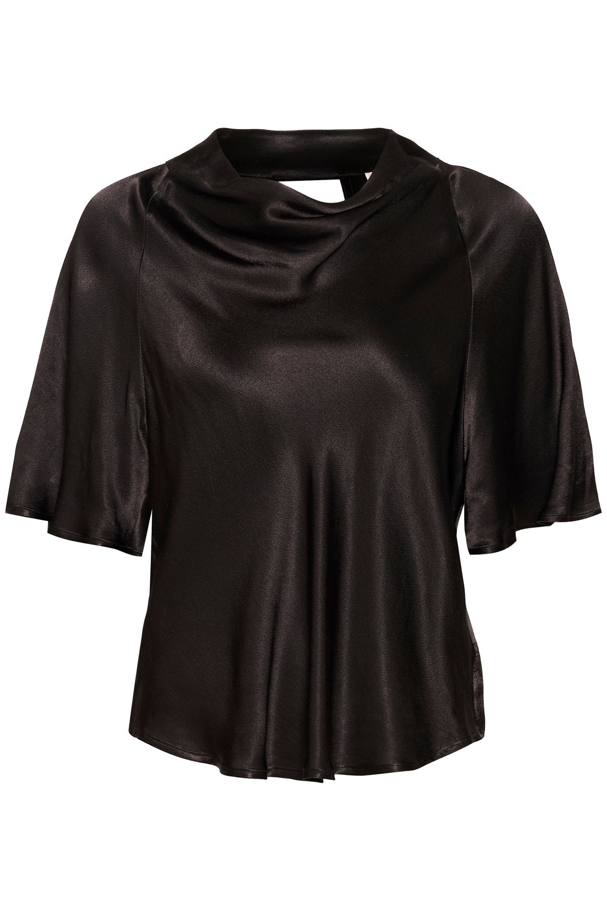 Soaked in Luxury SlMilu Katharine Black Satin Cowl Neck Blouse, 30407836