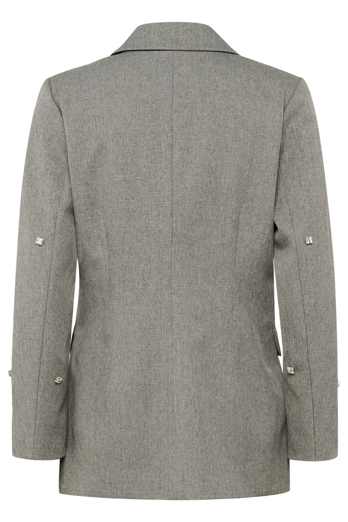 Soaked in Luxury SlLilu Grey Melange Embellished Longline Blazer
