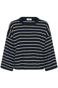 Soaked SlSpina Navy/Cream Striped Cropped Knit