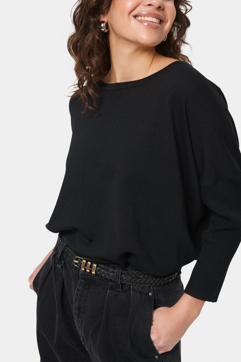 Saint Tropez Mila Black Round Neck Knit