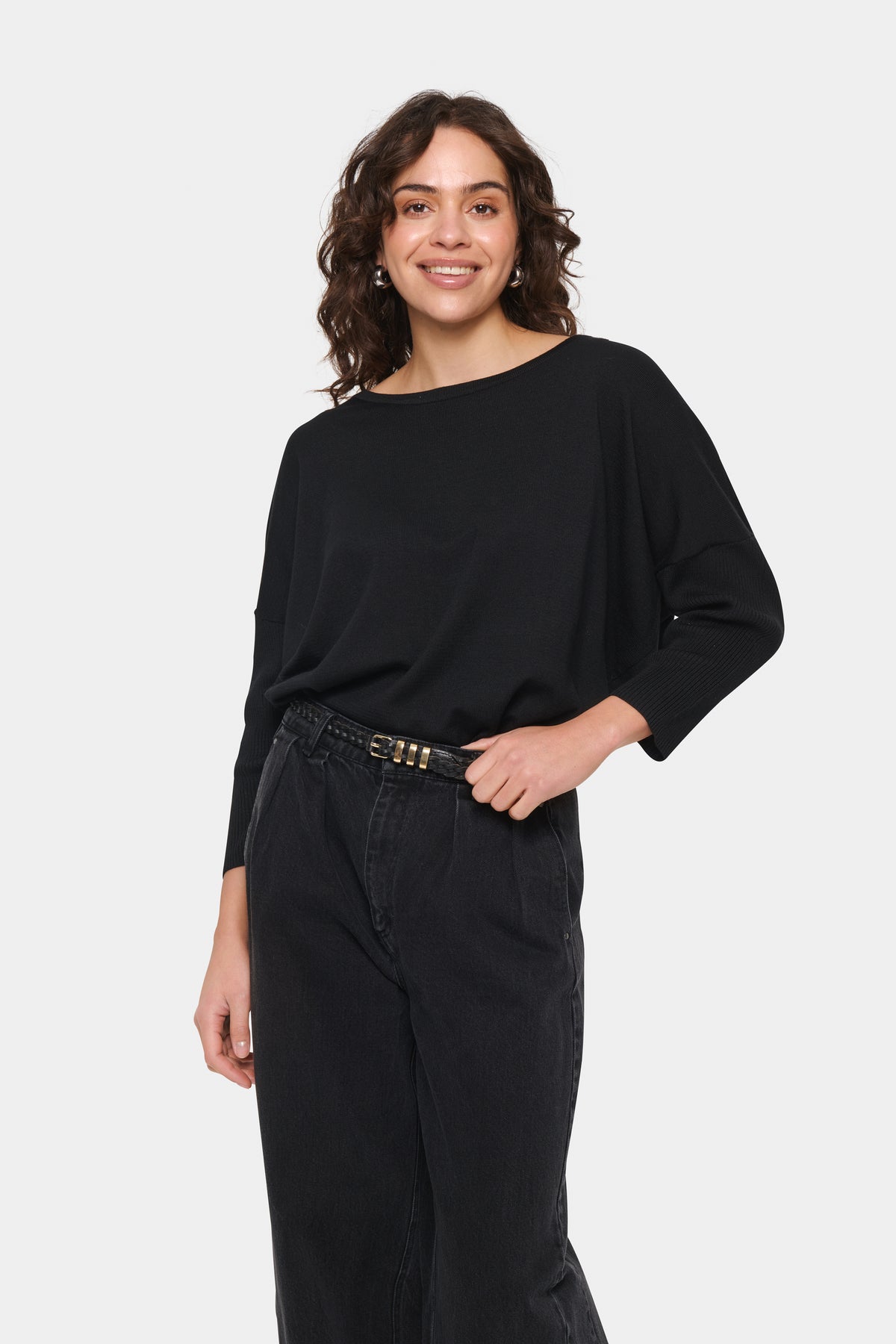 Saint Tropez Mila Black Round Neck Knit