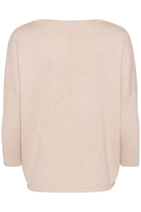 Saint Tropez Mila Beige Melange Round Neck Knit, 30500003