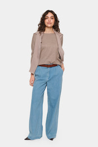 Saint Tropez Mila Beige Melange Round Neck Knit