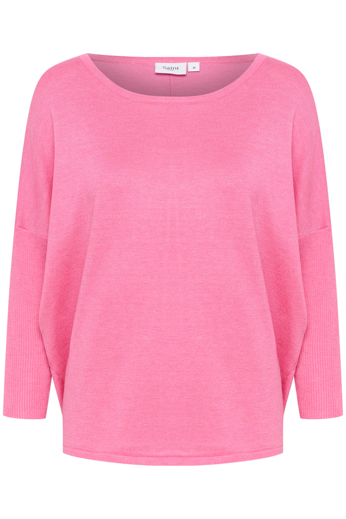 Saint Tropez Mila Pink Cosmos Melange Round Neck Knit, 30500003