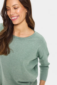 Saint Tropez Mila Green Bay Melange Round Neck Knit