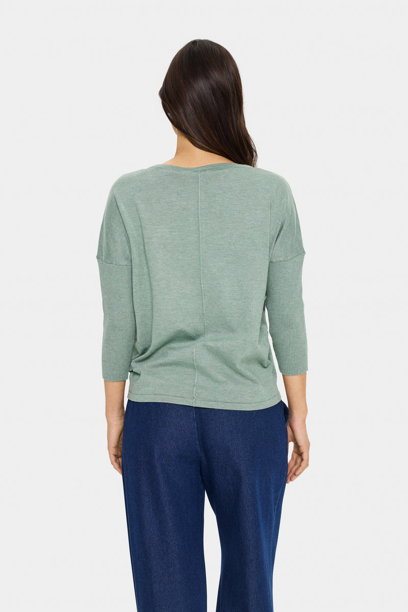 Saint Tropez Mila Green Bay Melange Round Neck Knit