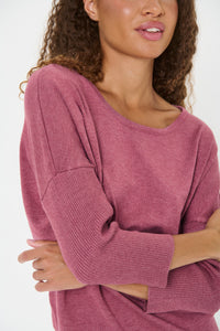 Saint Tropez Mila Dusky Pink Melange Round Neck Knit