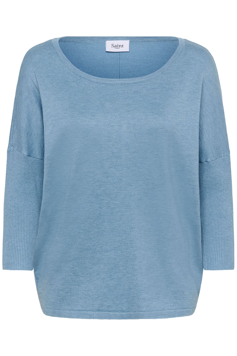 Saint Tropez Mila Blue Shadow Round Neck Knit