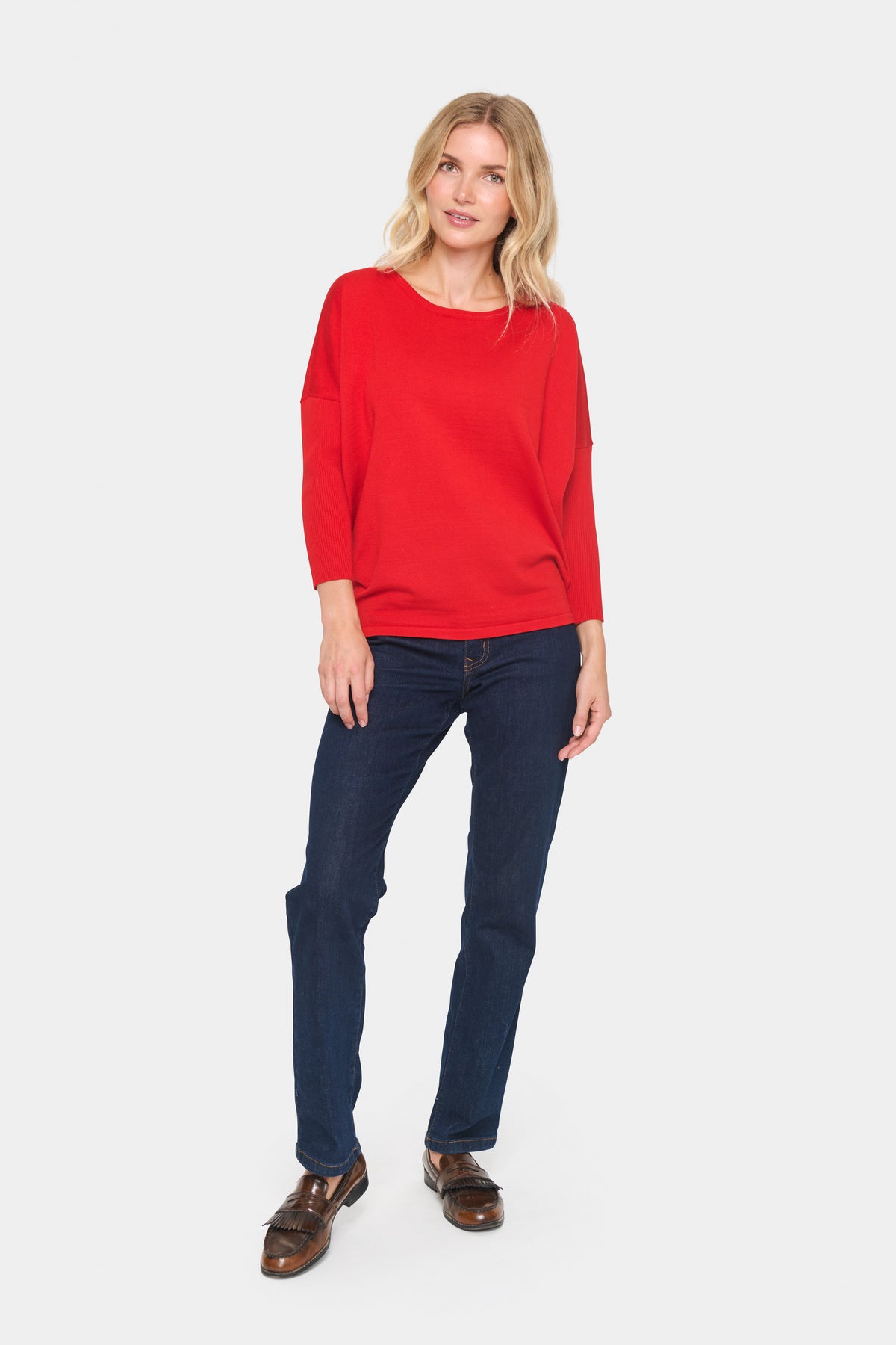 Saint Tropez Mila Racing Red Round Neck Knit