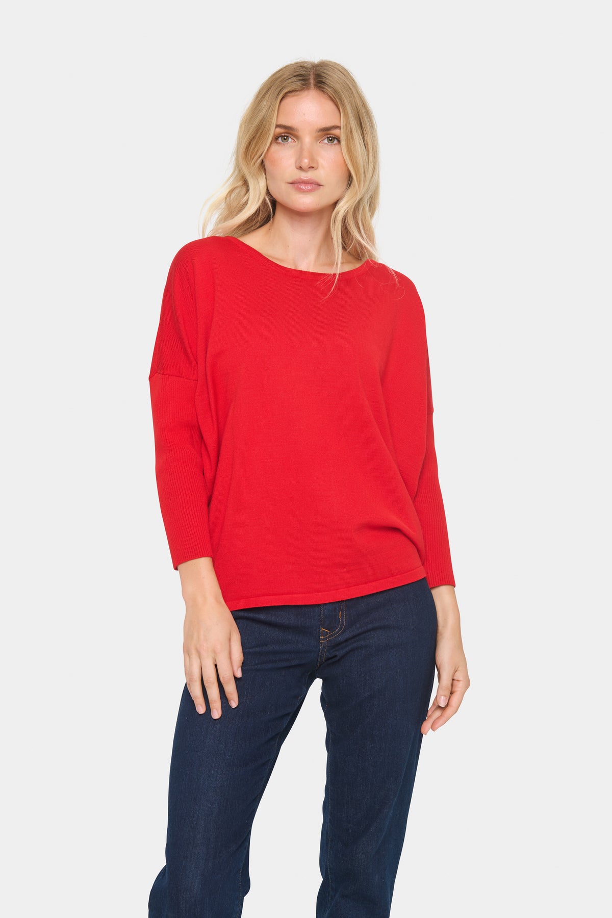 Saint Tropez Mila Racing Red Round Neck Knit