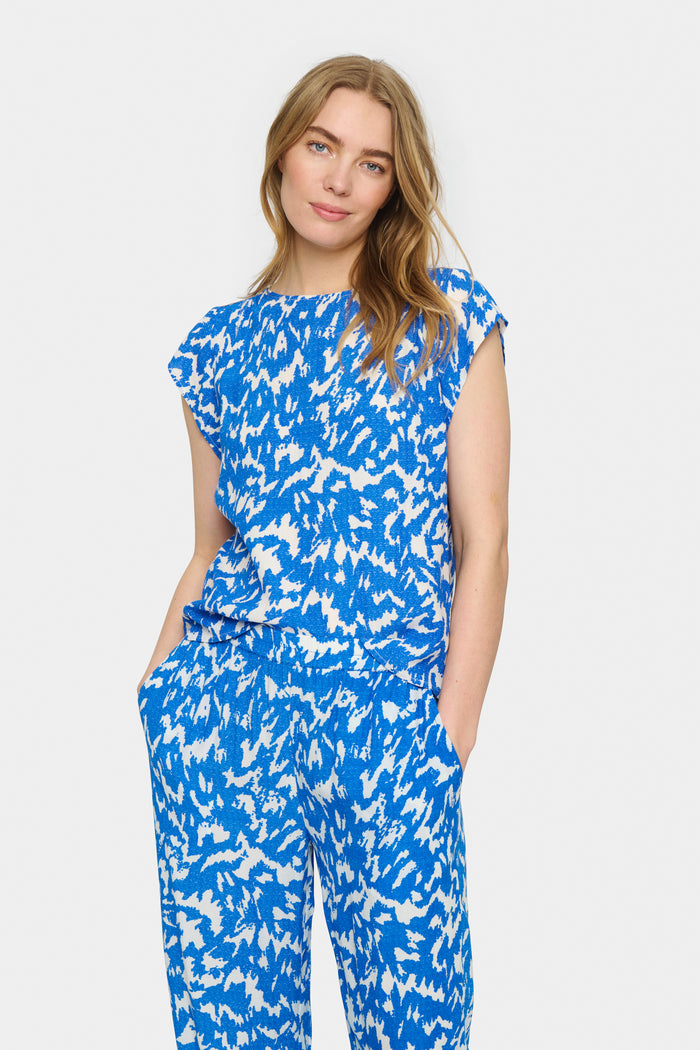 Saint Tropez Blanca Adele Surf Blue Printed Blouse, 30510403