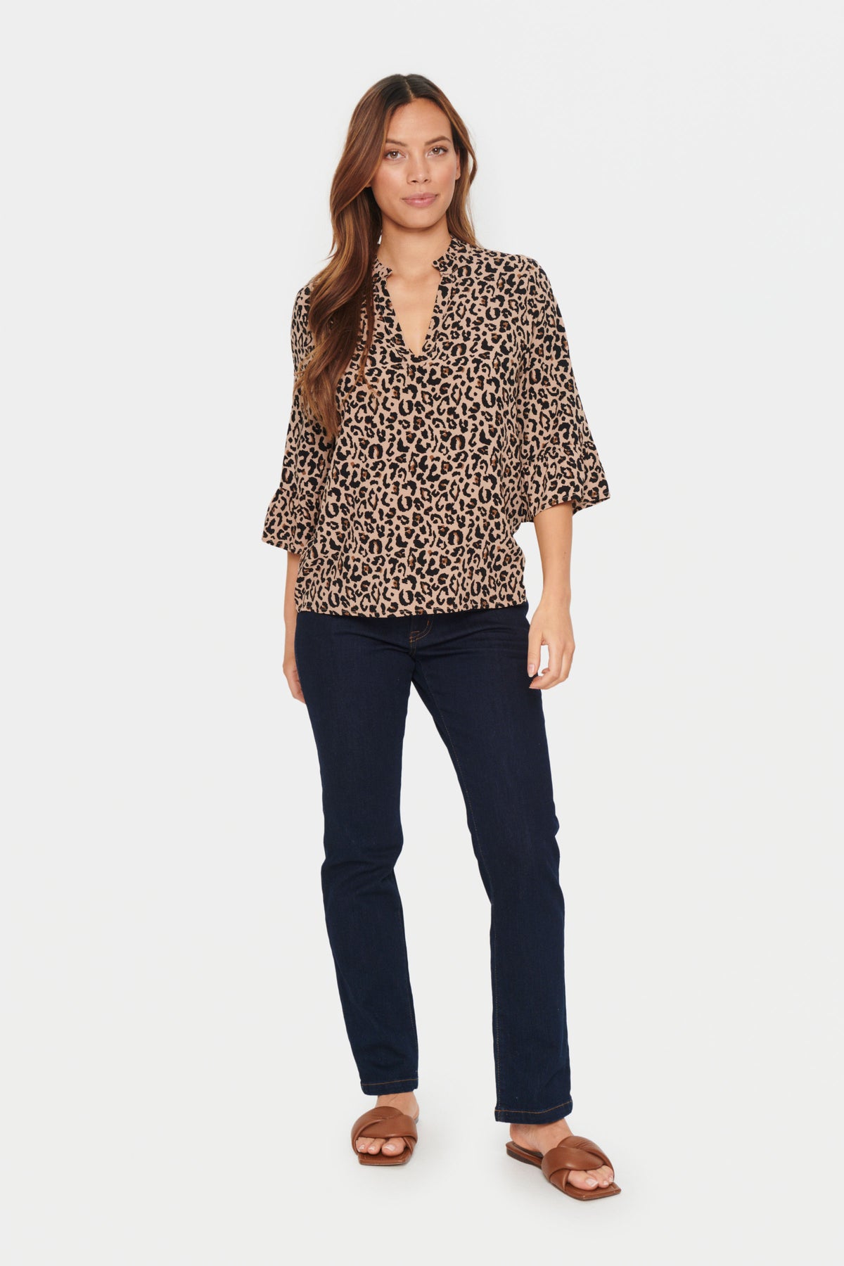 Saint Tropez Ueda Brush Leopard Print Blouse, 30512764