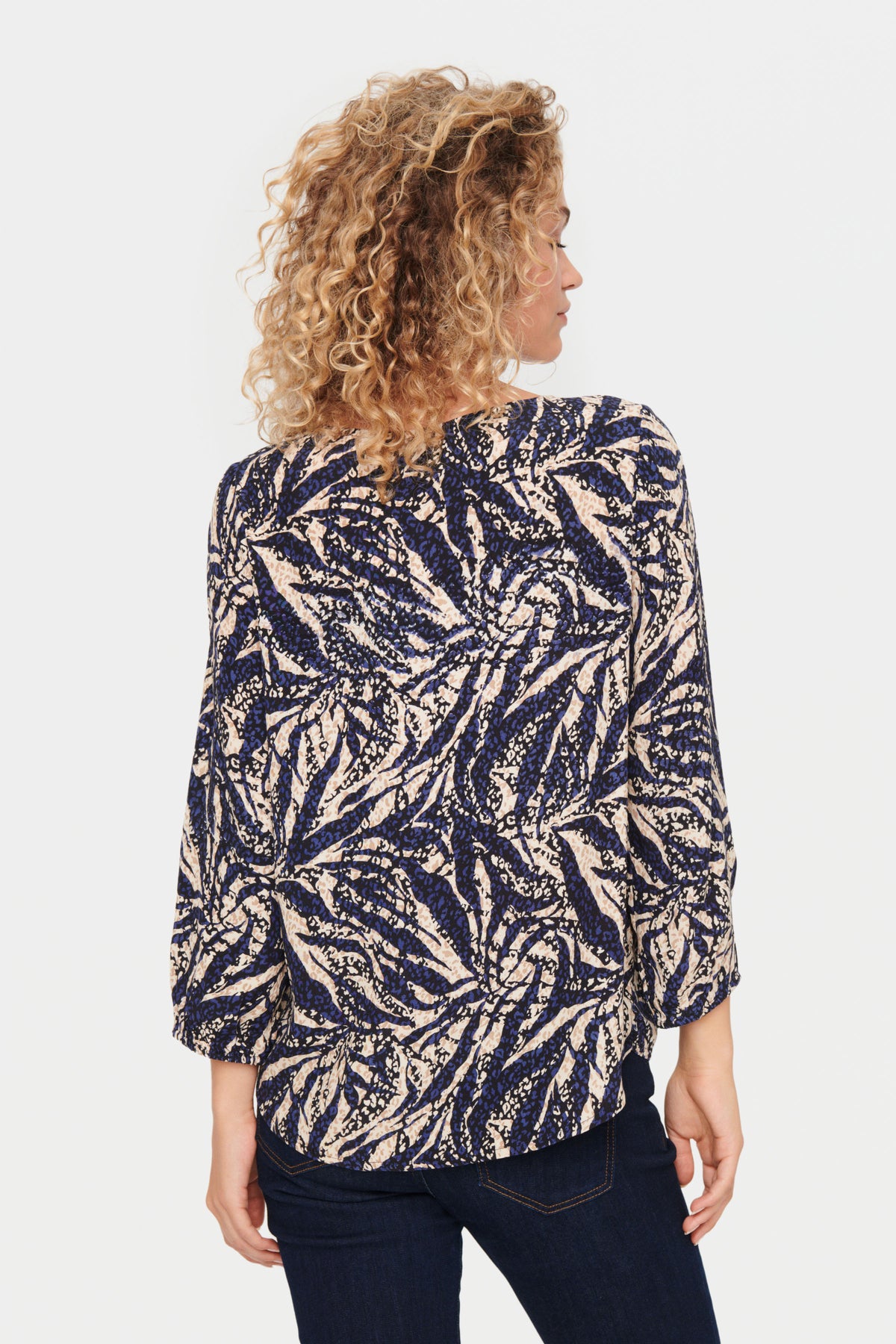 Saint Tropez Blanca Adele Zebra Leaves Print Blouse, 30512963