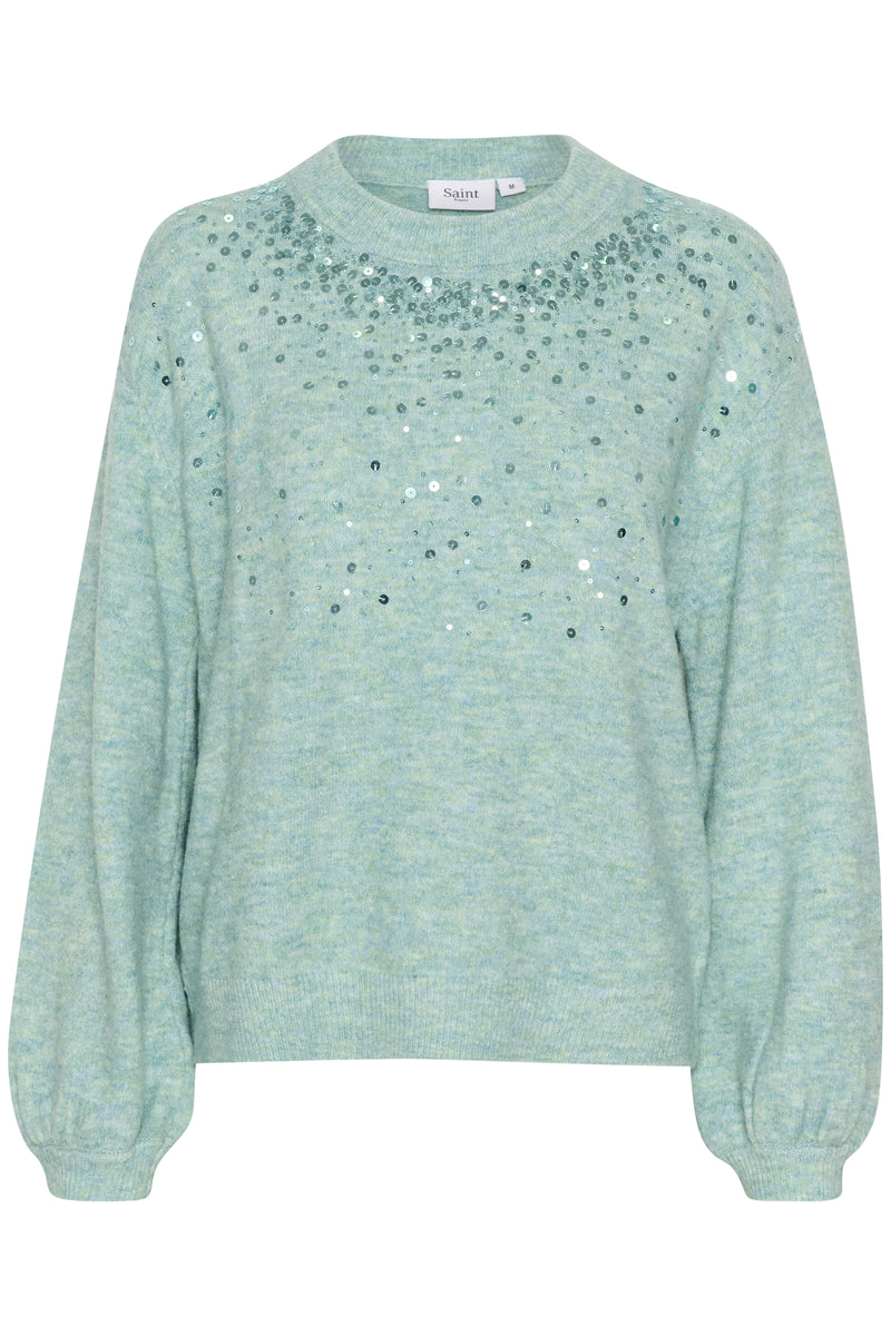 Saint Tropez Barbel Blue Surf Melange Sequin Pullover