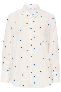 Saint Tropez Dianne Ultramarine Blue Heart Print Oversized Longline Shirt, 30513097