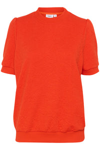 Saint Tropez Andy Poinciana Red Embossed Short Sleeve Sweatshirt