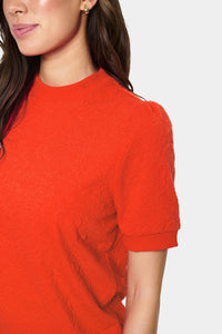 Saint Tropez Andy Poinciana Red Embossed Short Sleeve Sweatshirt