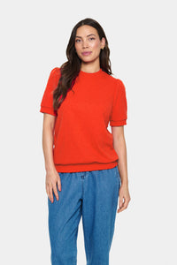 Saint Tropez Andy Poinciana Red Embossed Short Sleeve Sweatshirt