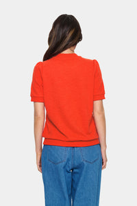 Saint Tropez Andy Poinciana Red Embossed Short Sleeve Sweatshirt