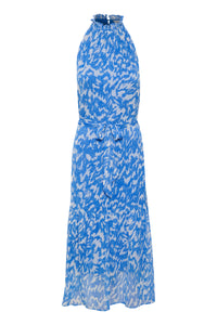 Saint Tropez Elfa Surf Blue Abstract Printed Halterneck Midi Dress