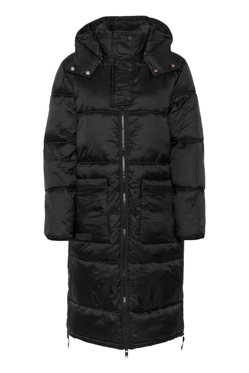 Saint Tropez Frances Black Ultimate Puffa Coat with Zip Detailing, 30513272