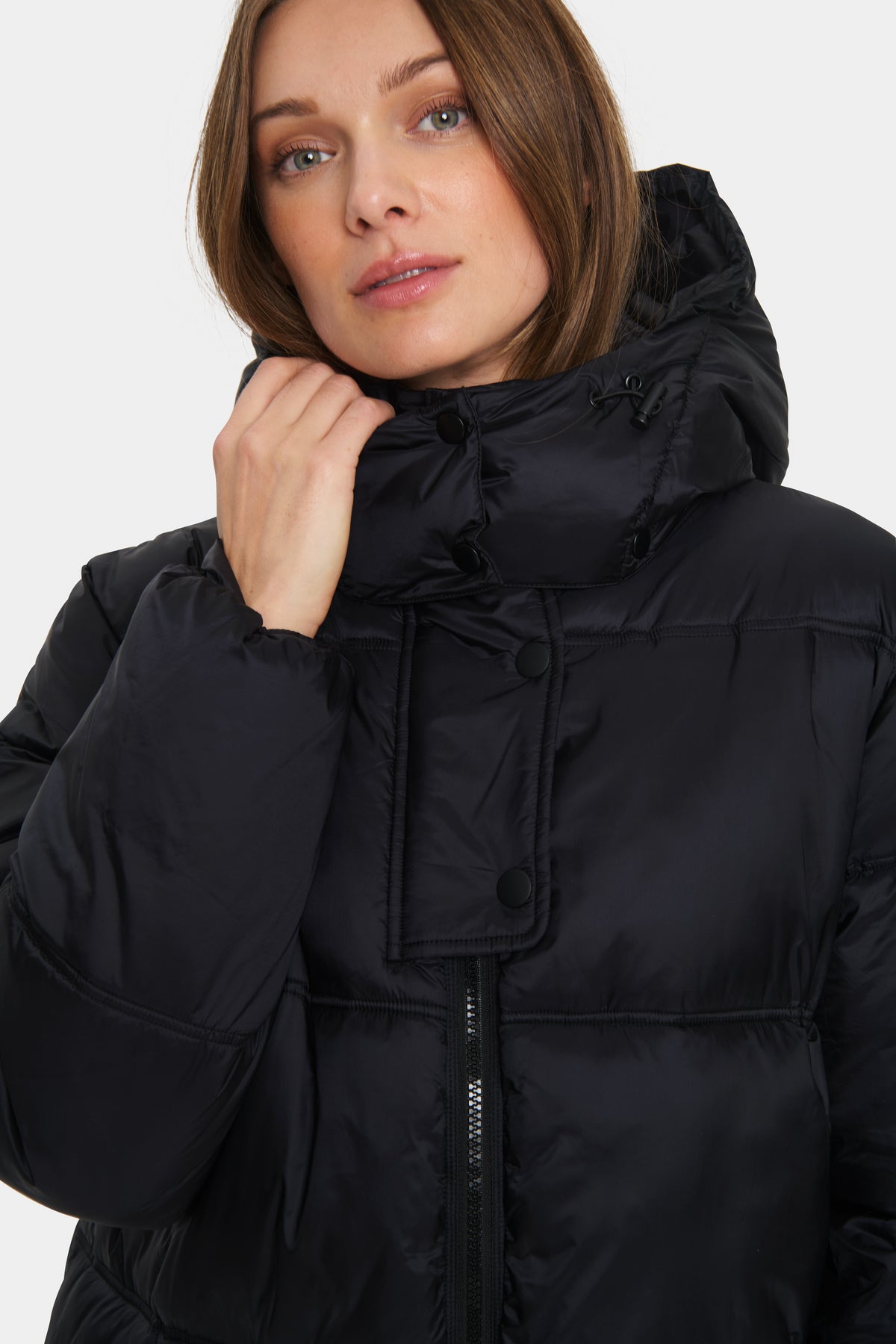 Saint Tropez Frances Black Ultimate Puffa Coat with Zip Detailing, 30513272